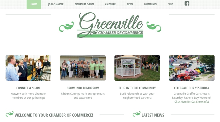 Greenville Chamber of Commerce homepage screenshot