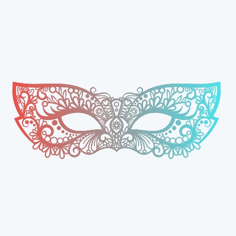 Lace mask gradient red to blue