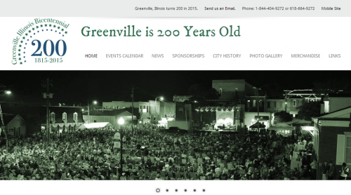 Greenville Bicentennial Celebration homepage screenshot