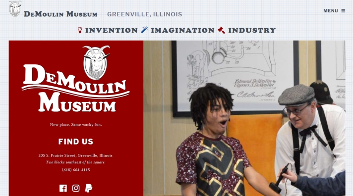DeMoulin Museum 2019 homepage screenshot