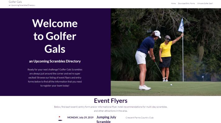 Golfer Gals Scrambles homepage screenshot