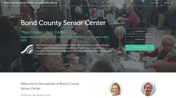 Senior Center 2020 homepage screenshot