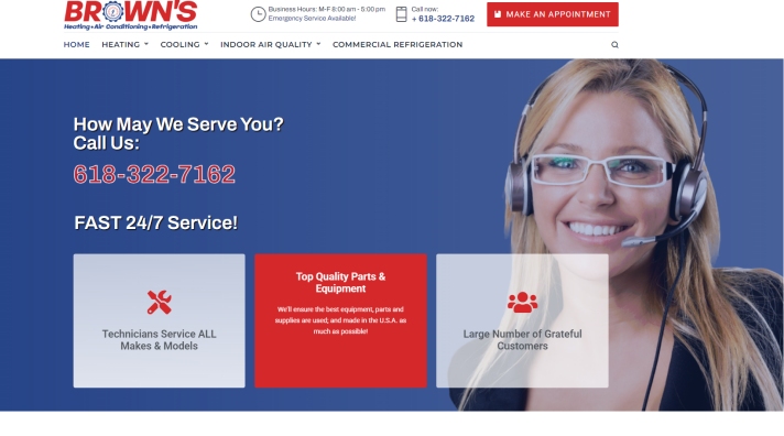 Brown’s Heating & Air Conditioning homepage screen 2025 website homepage screenshot