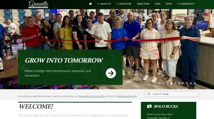 Chamber of Commerce website homepage screenshot