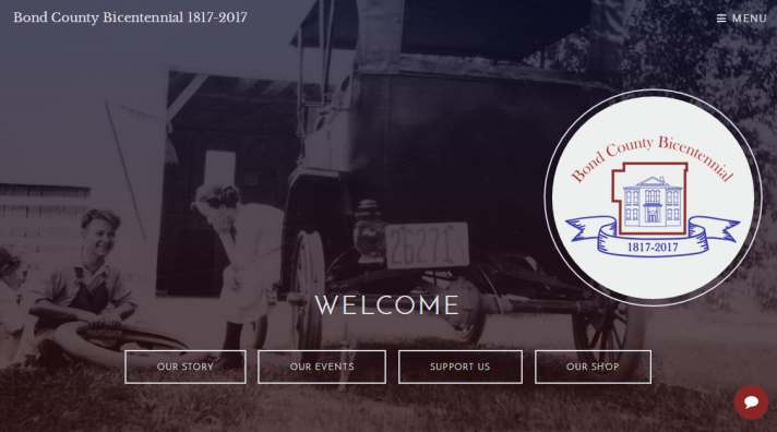Bond County Bicentennial Celebration homepage screenshot