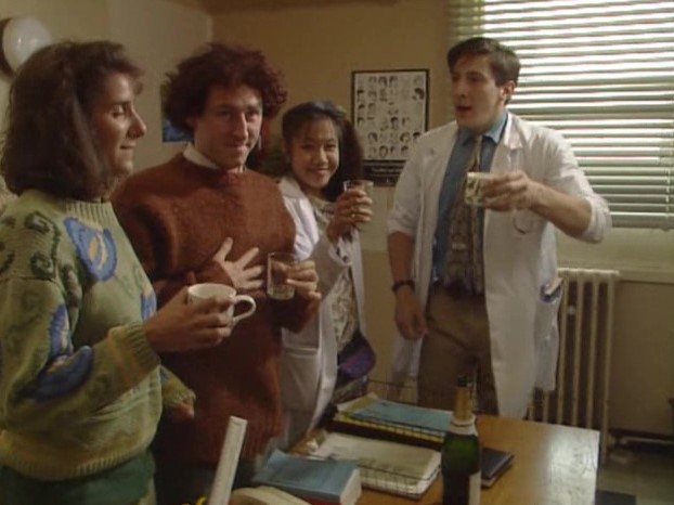 celebrating a coworker staying at the hospital