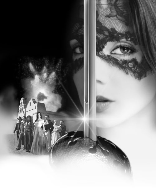 Full Cast, Queen foreground, black and white